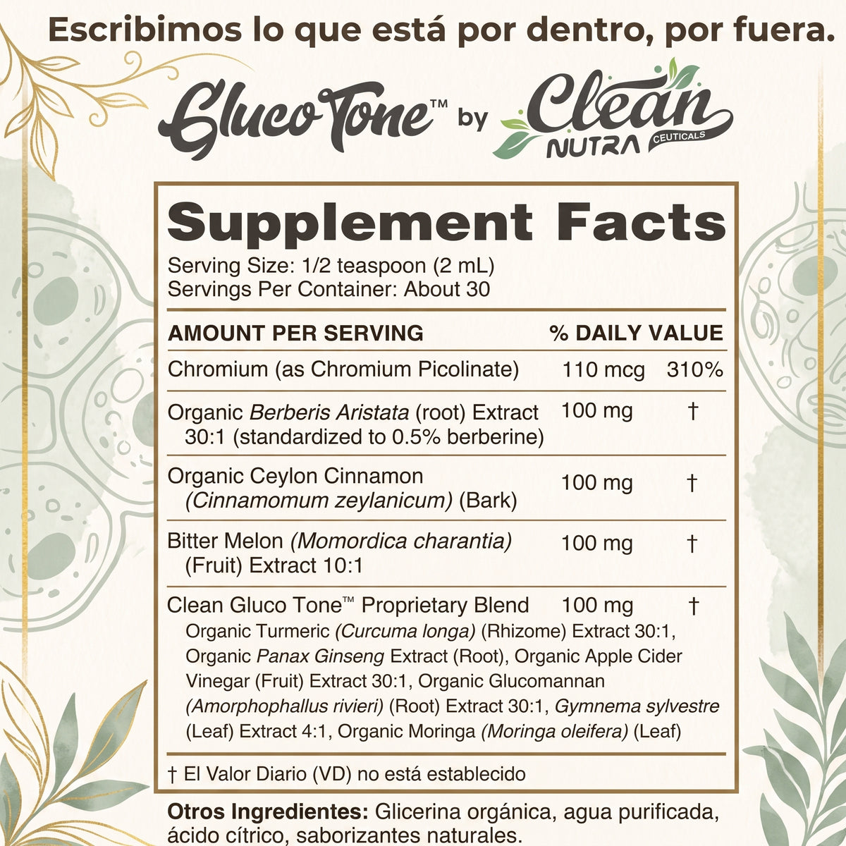 Clean Nutra® GlucoTone Berberina Líquida 9 en 1 | Controla tu Glucosa