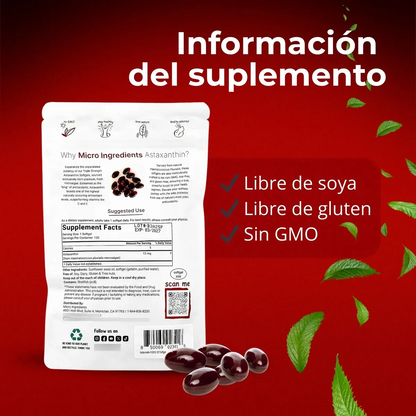 Microingredients® Astaxantina 12mg | Frena el Deterioro y Protege tus Órganos