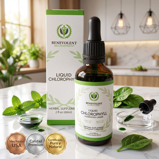 Benevolent® Clorofila Líquida (60mL) | Desintoxica tu Cuerpo y Desinflama tu Abdomen