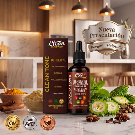 Clean Nutra® GlucoTone Berberina Líquida 9 en 1 | Controla tu Glucosa
