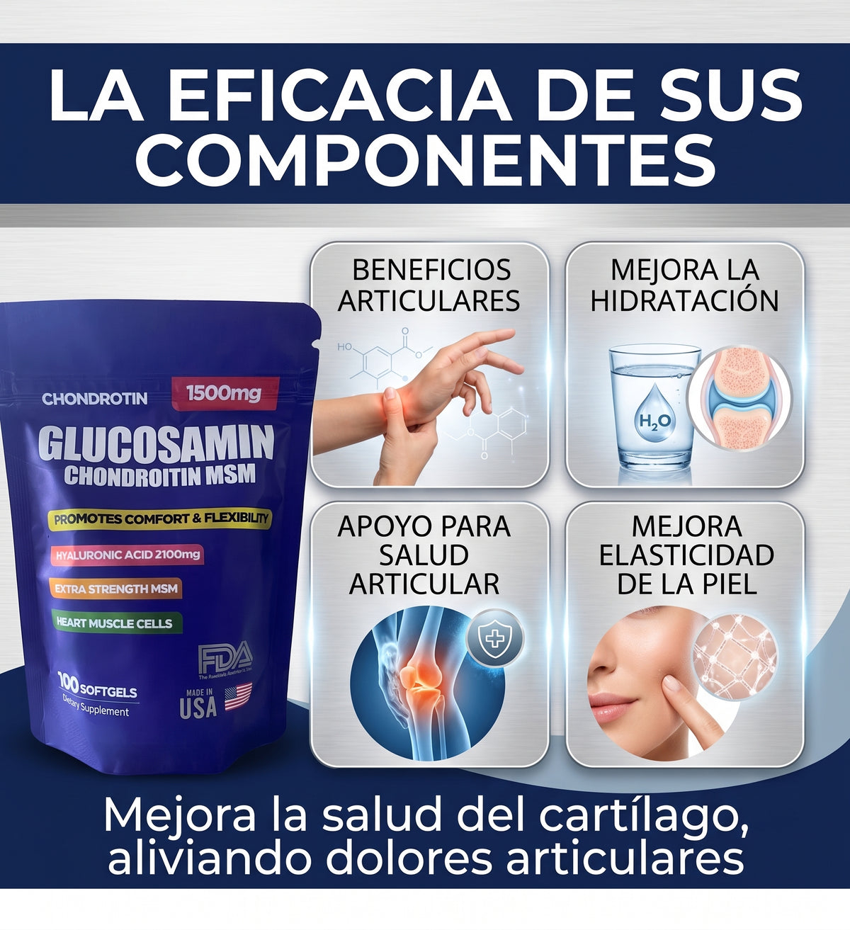 CHONDROTIN® Glucosamina Condroitina MSM (Pack 100 Softgels) | Apaga el Dolor y Reconstruye tu Cartílago