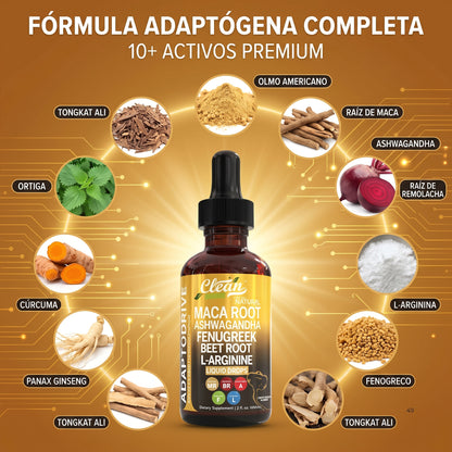 Clean Nutra® Adaptodrive Extracto de Maca Líquida 10 en 1 | Derrite la Barriga por Cortisol