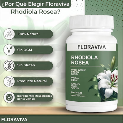 Floraviva® Rhodiola Rosea (60 Cáps) | Aumenta la energía y elimina el Cortisol
