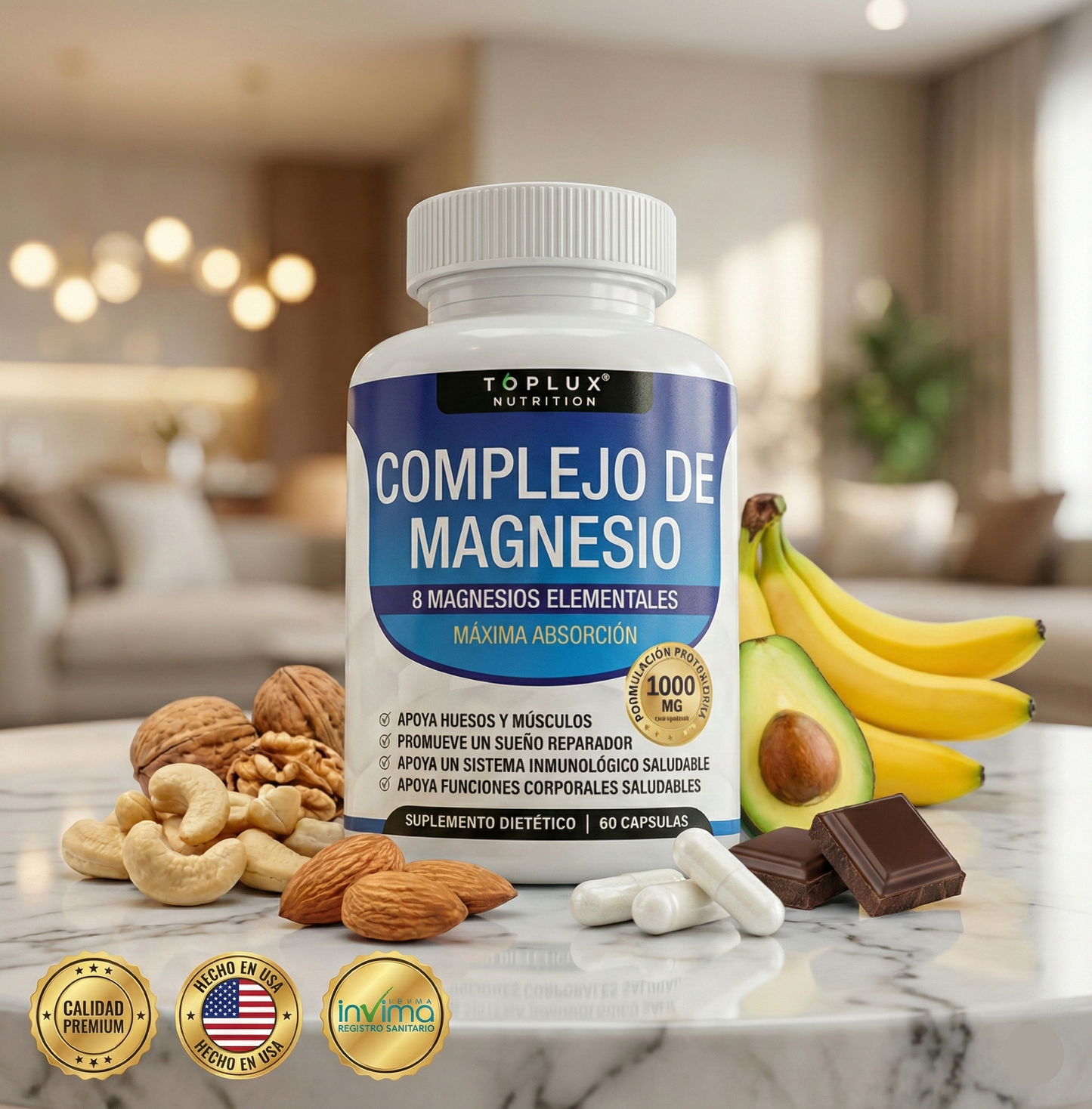 Toplux® Complejo de Magnesio 8 en 1 | El Soporte Integral para Nervios, Músculos y Corazón