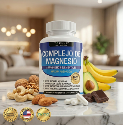 Toplux® Complejo de Magnesio 8 en 1 | El Soporte Integral para Nervios, Músculos y Corazón