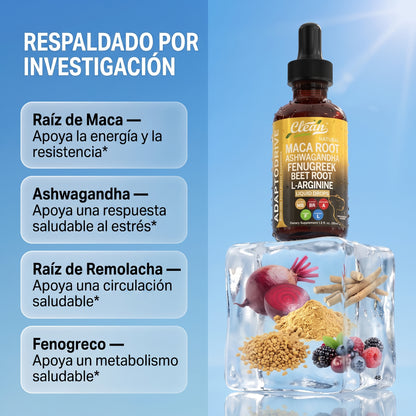 Clean Nutra® Adaptodrive Extracto de Maca Líquida 10 en 1 | Derrite la Barriga por Cortisol