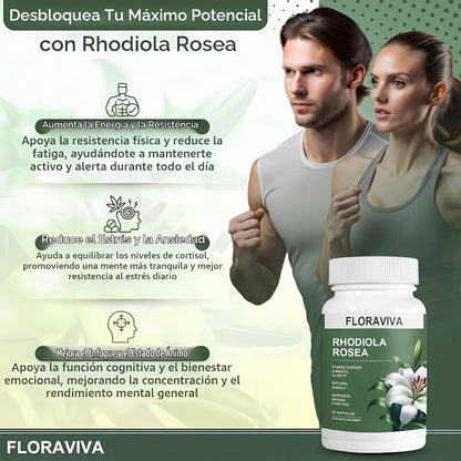Floraviva® Rhodiola Rosea (60 Cáps) | Aumenta la energía y elimina el Cortisol