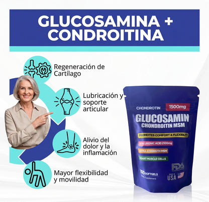 CHONDROTIN® Glucosamina Condroitina MSM (Pack 100 Softgels) | Apaga el Dolor y Reconstruye tu Cartílago