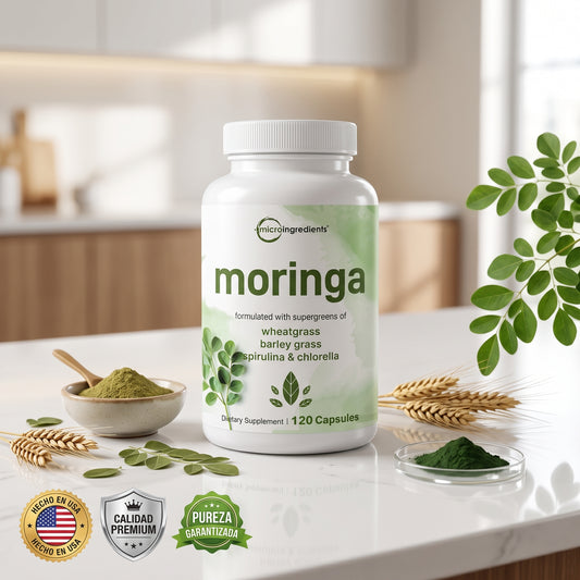 Microingredients® Moringa 5 en 1 (120 Cápsulas) | Frena la Inflamación y el Cortisol