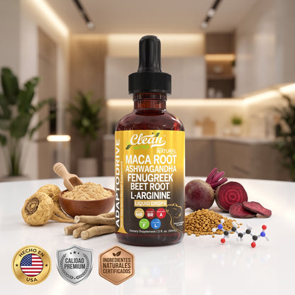 Clean Nutra® Adaptodrive Extracto de Maca Líquida 10 en 1 | Derrite la Barriga por Cortisol