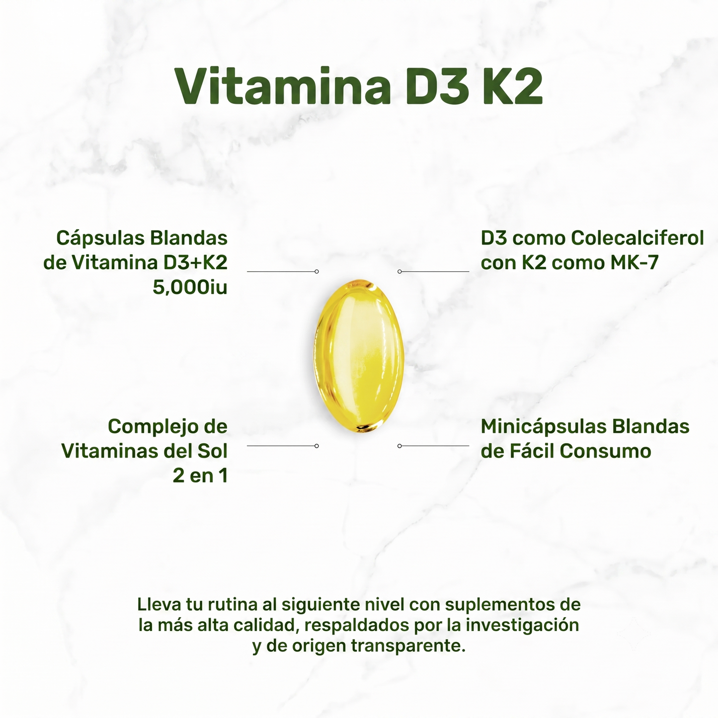 DEAL SUPPLEMENT® Vitamina D3+K2 (100 Softgels) | Frena el Dolor y Regenera tus Huesos