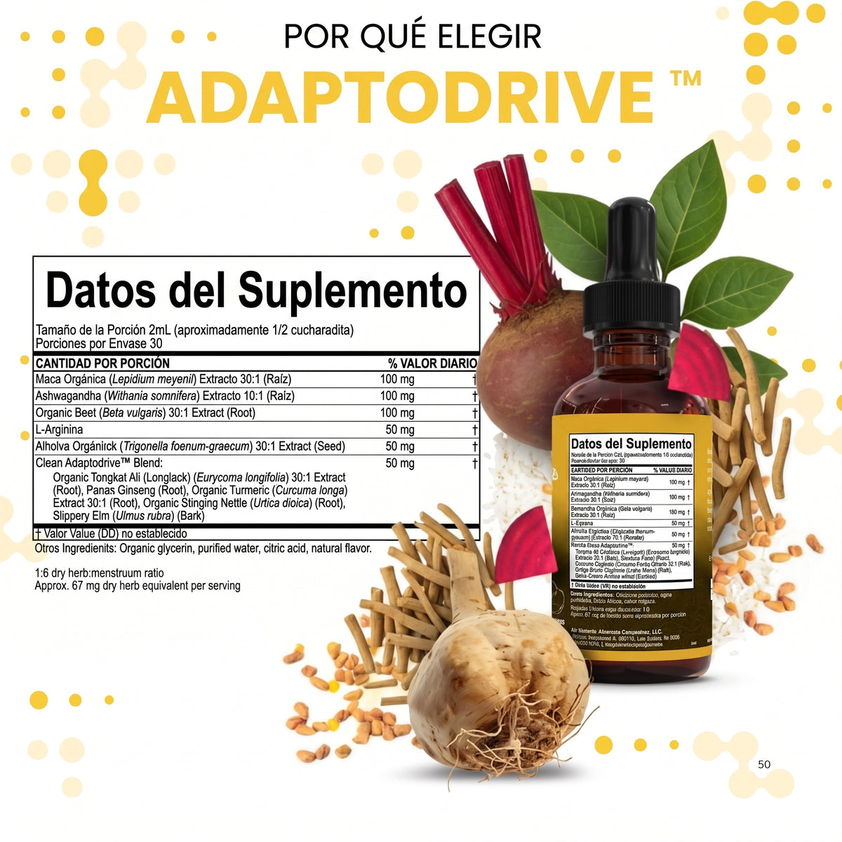 Clean Nutra® Adaptodrive Extracto de Maca Líquida 10 en 1 | Derrite la Barriga por Cortisol