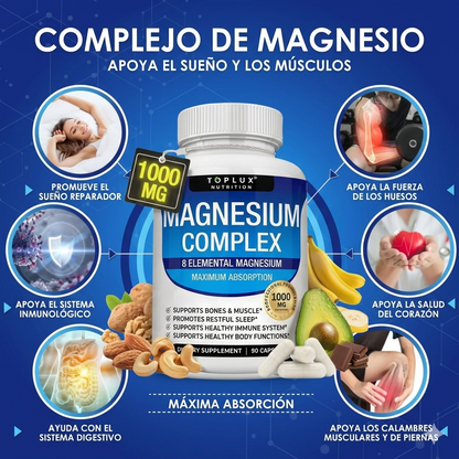 Toplux® Complejo de Magnesio 8 en 1 | El Soporte Integral para Nervios, Músculos y Corazón
